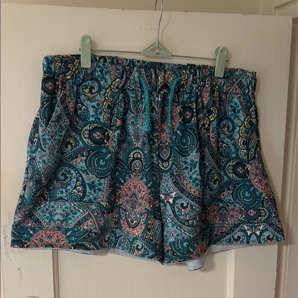 Paisley Print Shorts in Blue and Pink